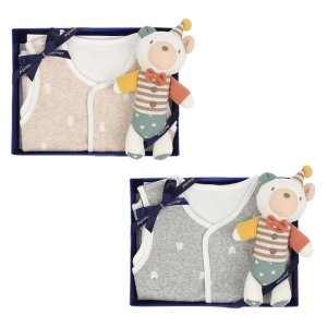 해피랜드F&C 압소바 출산백일돌 미링실내조끼+엘두막대딸랑이세트 A25-41901