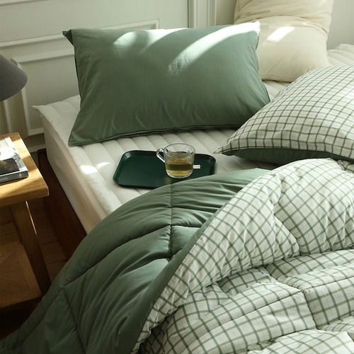 플로라 코지체크 60수 아사 차렵이불 패드세트 (이스턴킹 EK)_이미지