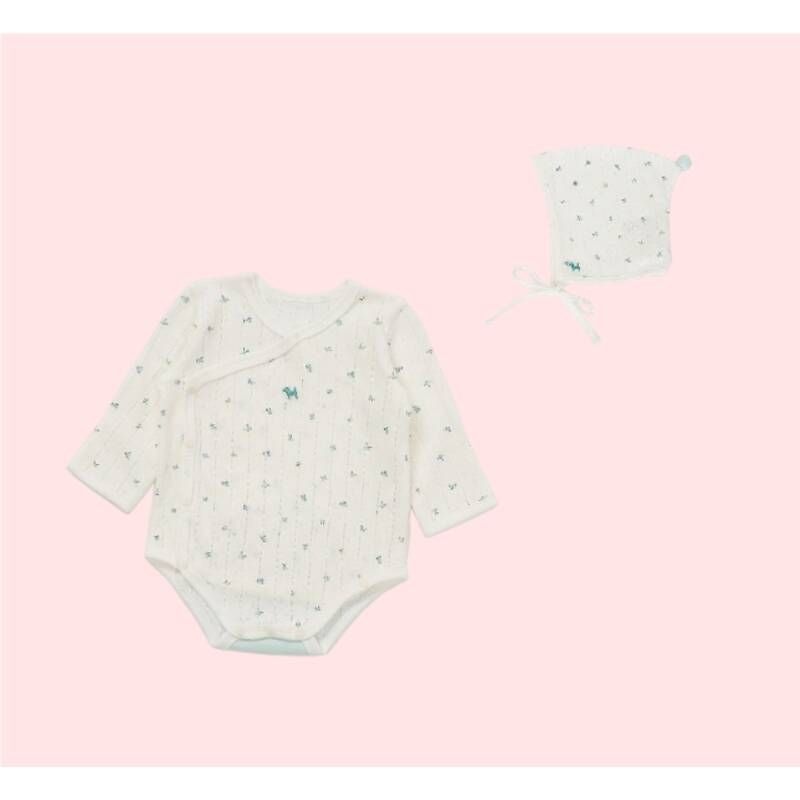 블루독 베이비 MN 리프플라워 꽃무늬바디수트+모자SET 46170 040 03SET 4592727