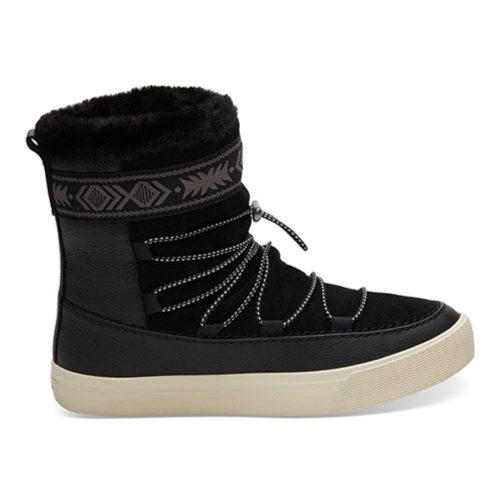 TOMS 블랙 레더 쉐링 알파인 부츠 W -TMS182WBT06_이미지