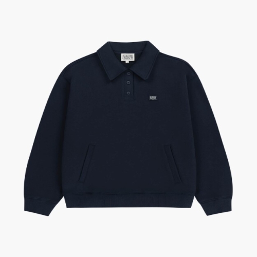 마리떼 프랑소와저버 클래식 로고 와펜 칼라 스웨트 B1 MFG46SSW215 NVY OTM_이미지