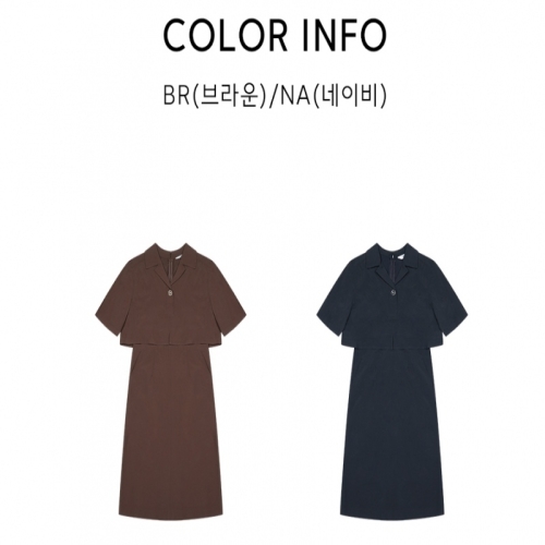 베스띠벨리 백 트임 디테일 반팔 셔츠 원피스 BKOAE2546 H
