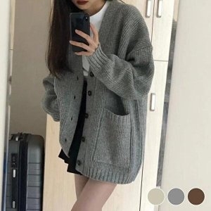 셀러허브 패션 JHQS8YI1_4B 스웨터 니트 여성 가디건 URD402 집업 루즈핏_이미지