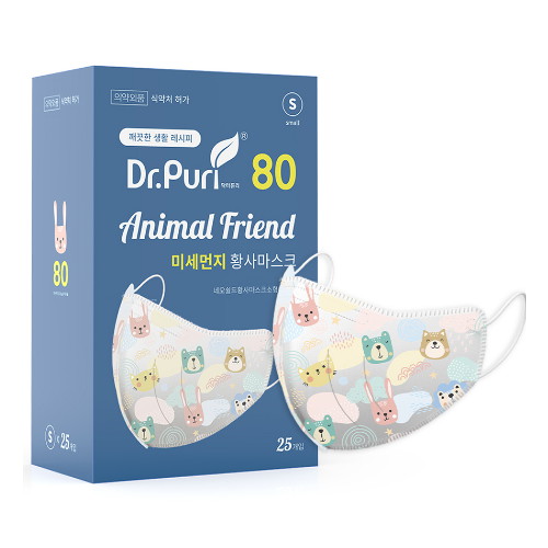 네오쉴드 황사마스크 동물 캐릭터 소형 KF80 애니멀 프렌드 1개 25개입
