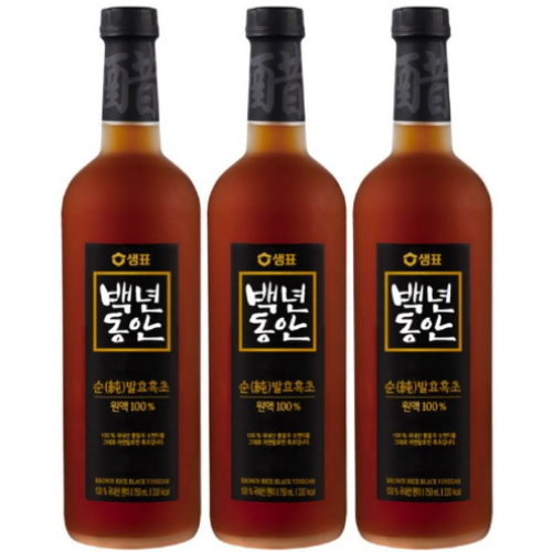 샘표식품 백년동안 순발효흑초 750ml (3개)