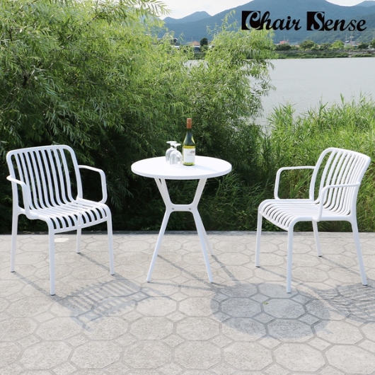 체어센스 퍼센트 야외 테이블 650 (루나암의자2개)_이미지