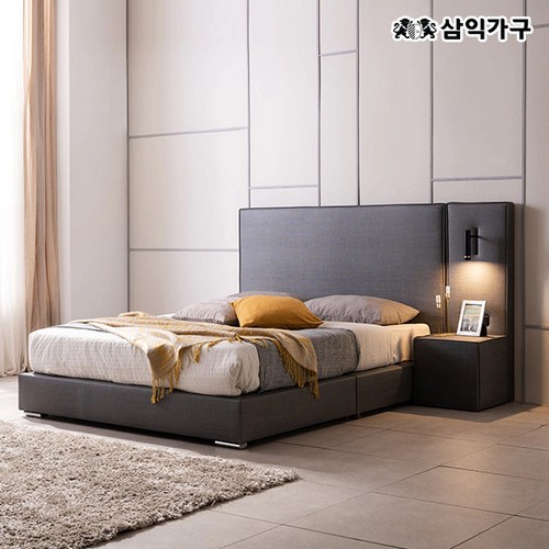 삼익가구 캐시디 높은헤드 저상형 호텔 가죽 침대 K (필로우탑7존독립)_이미지