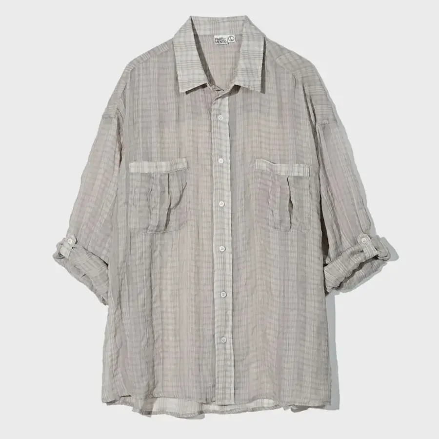 �ĸ�Ƽ���� Wrinkle Sheer Check Roll Up Shirts Warm Gray 3219114