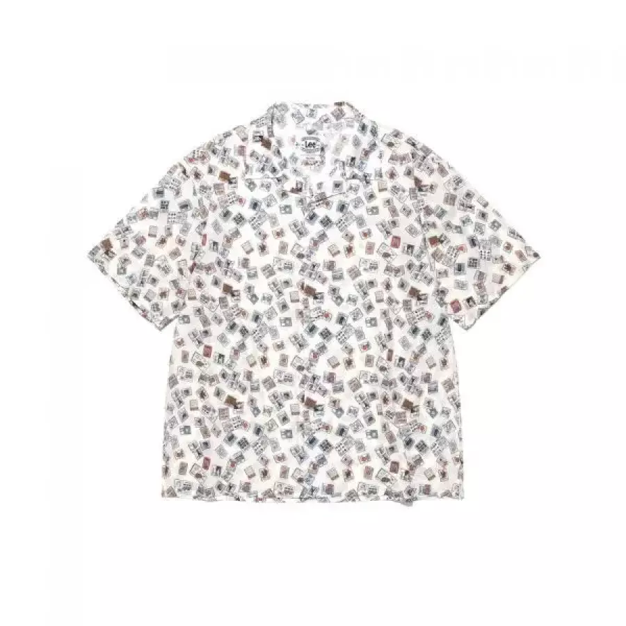 LEE 올오버 패턴 반팔 셔츠 화이트 LE2602SS08WH
