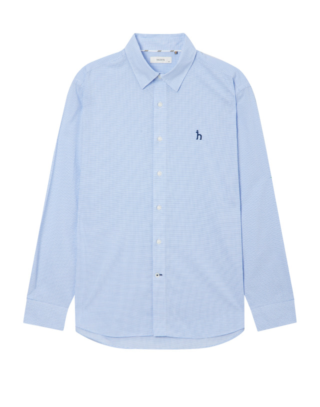 남성 블루 체크 면 긴팔캐주얼셔츠 HZSH4A206B2