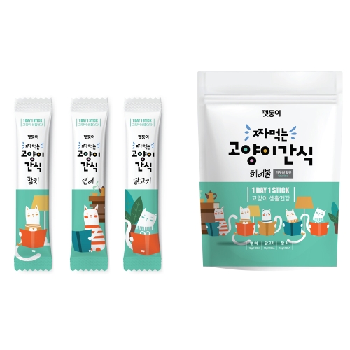 JHS 펫둥이 짜먹는 고양이 간식 3가지맛 360g (12g x 30p) (1개)_이미지