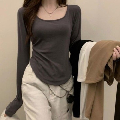 ONM 여성 쇄골라인 긴팔티 1P 스퀘어넥 신축 41585463