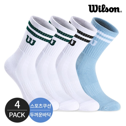 윌슨 남성 스포츠 양말 장목 등산양말 스포츠 쿠션 넥 투링글 크루삭스 4P_MX