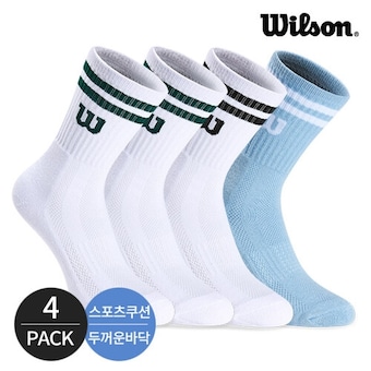 윌슨 남성 스포츠 <b>양말</b> 장목 등산<b>양말</b> 스포츠 쿠션 넥 투링글 크루삭스 4P_MX