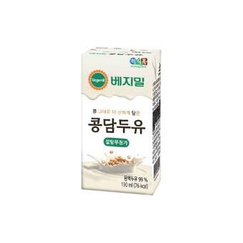 정식품 <b>베지밀</b> 콩담두유 설탕 무첨가 190ml