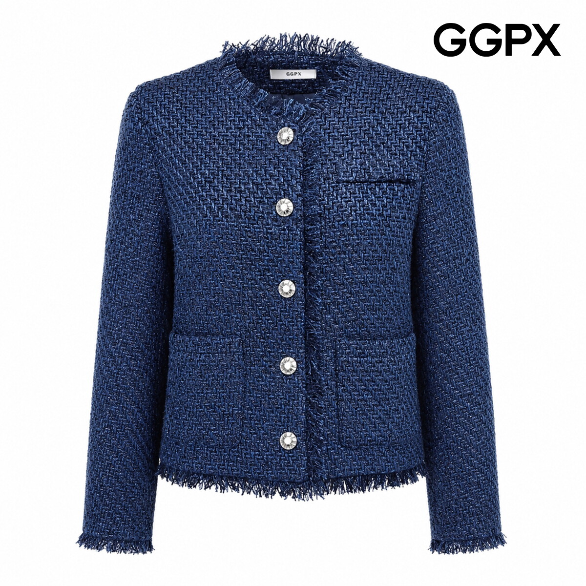 GGPX 블루 프린지 트위드 자켓 GQ9JK008F