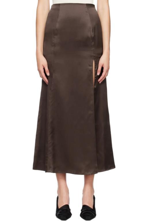  바이트 Brown Organic Silk Maxi Skirt 222734F093000