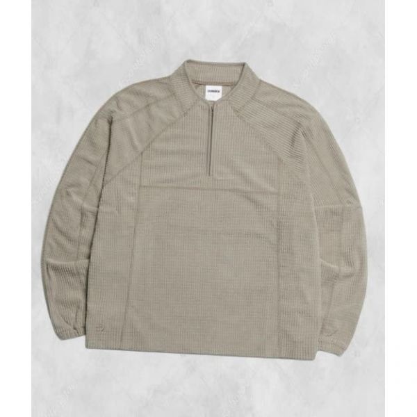 HEAVY WAFFLE HALF ZIP-UP SAND GRAY 286954