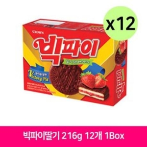 크라운제과 크라운 빅파이딸기 216g 12개 1Box 사무실 간식 5983060