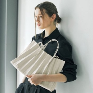 조셉앤스테이시 Lucky Pleats Canvas Coated Shopper L Cream 0JSO1SH40401F