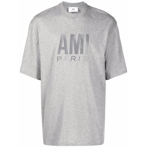 AMI 시그니처 자수 로고 티셔츠 UTS003 725 (055, 헤더 그레이)_이미지
