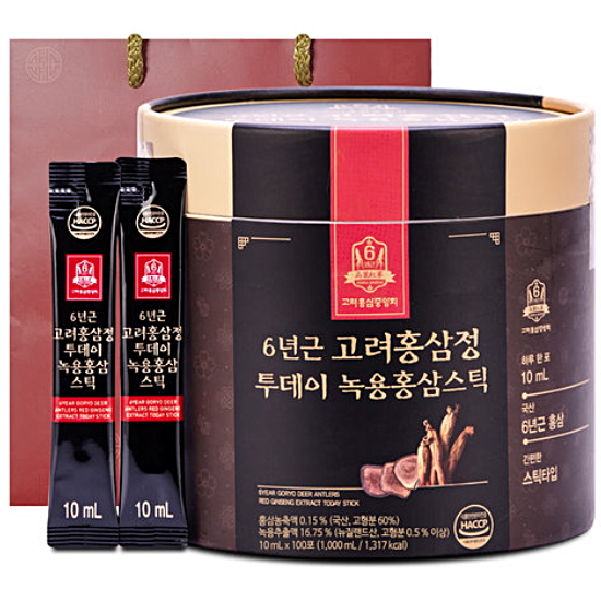 6년근 고려홍삼정 투데이 녹용홍삼스틱 10ml 100포