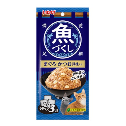 이나바 캣 챠오 생선가득 파우치 참치&가다랑어&가리비관자 TCR-176 180g (60g x 3p) (18개)_이미지