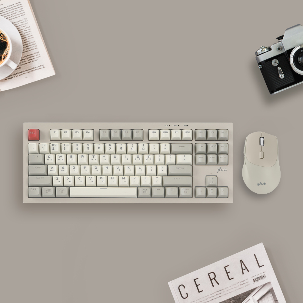 지클릭커 OFFICEPRO WMK50 사일런스 M 87 무선 키보드 마우스 세트 (Retro Cappuccino)_이미지