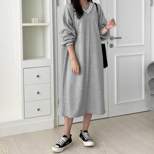 더바디시크릿 루즈핏 여성 요고 롱 원피스 NB24315