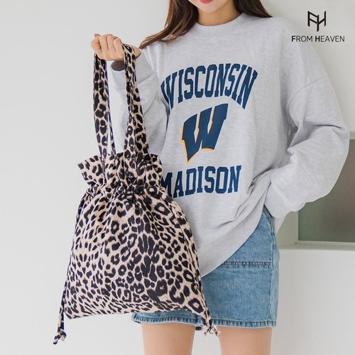 프롬헤븐 레오파드무늬 가벼운 복조리 숄더백 히나