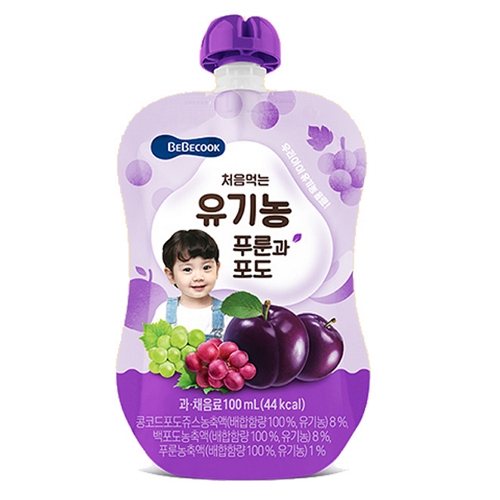 베베쿡 처음먹는 유기농 푸룬과 포도 100ml