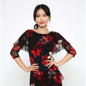 LDT26700 나팔꽃망토티 힙합 시즌 탑 라틴댄스 여성 댄스 무대 댄스복