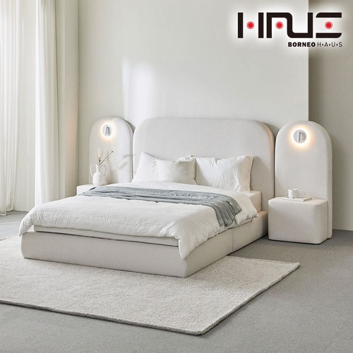 BIF보루네오 프라임 데프 패브릭 평상형 호텔 침대 Q+협탁 2개 (독립스프링)