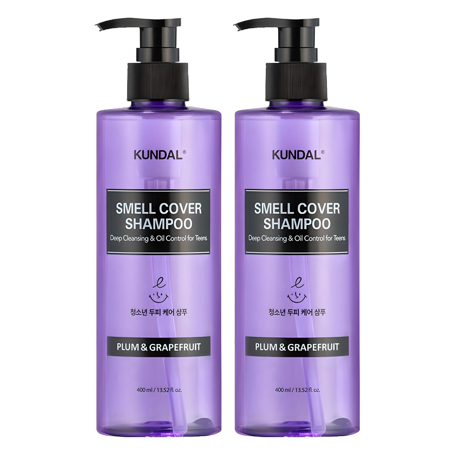 쿤달 스멜커버 청소년 샴푸 플럼앤그레이프프룻 400ml (2개)_이미지