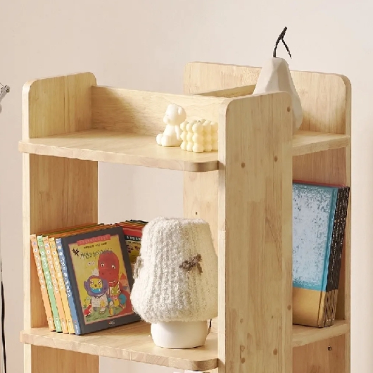 나무뜰 무크 원목 전면 3단 회전책장 490_이미지