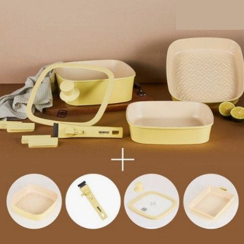 네오팟 IH 사각 세라믹팬 11종세트 (냄비24+팬24,24+그릴팬24+그리들22+유리뚜껑2p+뚜껑손잡이2p+멀티손잡이2p)