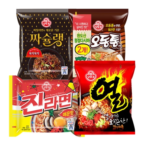 오뚜기 진라면매운맛5개 + 짜슐랭5개 + 열라면5개 + 오동통면5개