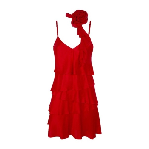 사틴 블루걸 블루걸 BLUGIRL 블루걸 스파게티 스트랩 티어드 러플 원피스 RA6007T4