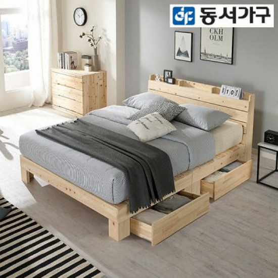  동서가구 뉴페어리 수납헤드 편백 서랍형 원목 침대 Q [본넬스프링] 상품이미지