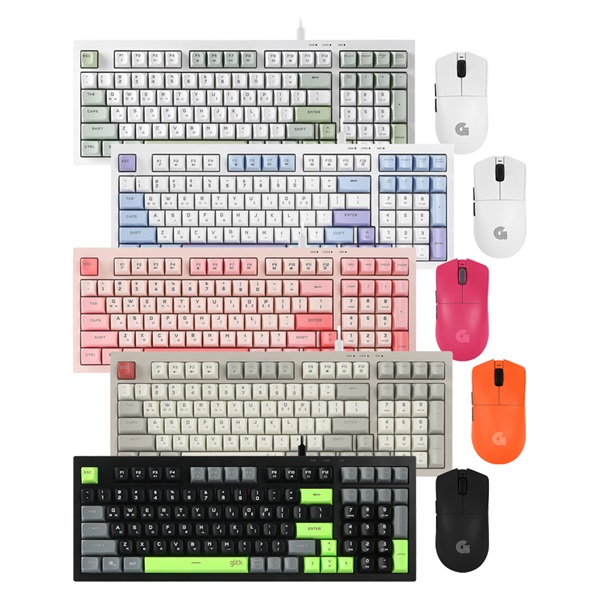 지클릭커 OFFICEPRO OPS990 사일런스 M 98 키보드 무선 마우스 세트 (Poker Green)_이미지