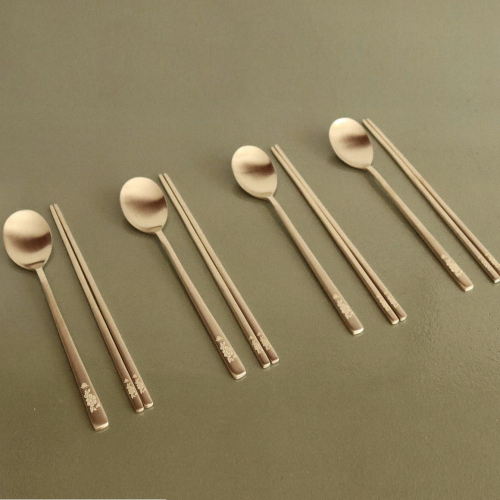 놋담 방짜유기 목단꽃 수저세트 (4인)_이미지