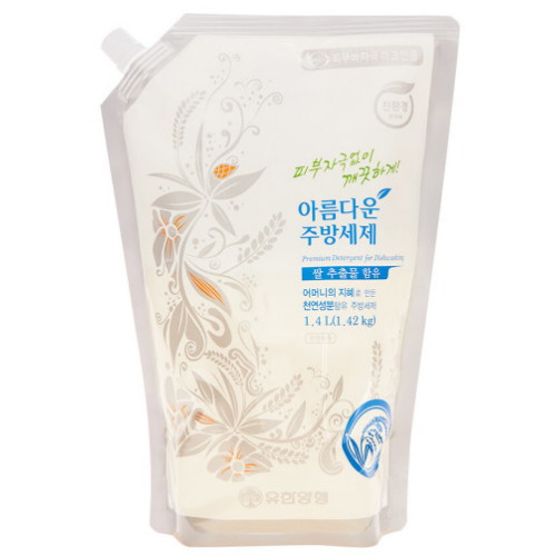 해피홈 아름다운주방세제 쌀추출물 리필형 1400mL 4개_이미지