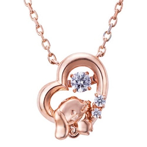 산리오 화이트 클로버 시나모롤 Cinnamoroll 댄싱 스톤 목걸이 오픈 하트 펜던트 핑크 골드 SACI-N052PG