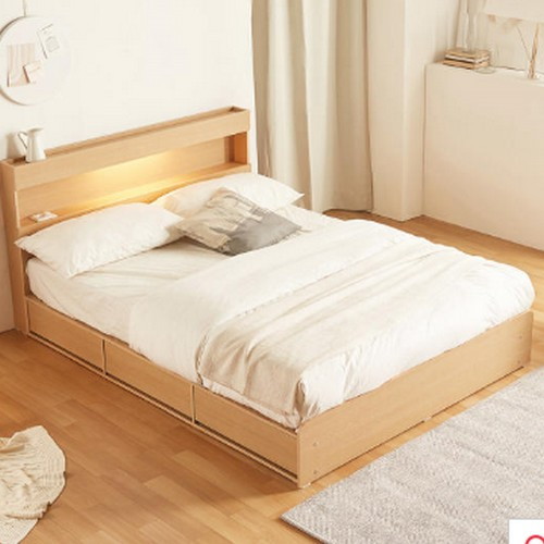 파로마 포마드 멀티수납 LED침대 Q (40T라텍폼스독립)_이미지