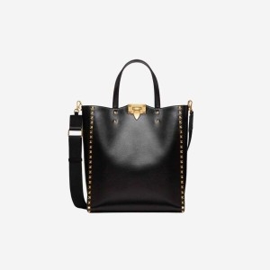 발렌티노 락스터드 그레인드 카프스킨 토트백 블랙 B0B40GFA0NO_이미지