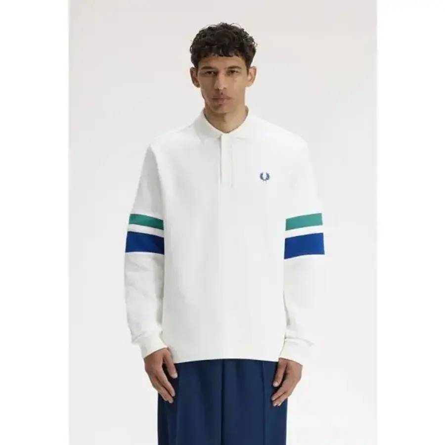 프레드 Perry 페리 팁드 슬리브 스웨트셔츠 눈 하얀 7653039_이미지