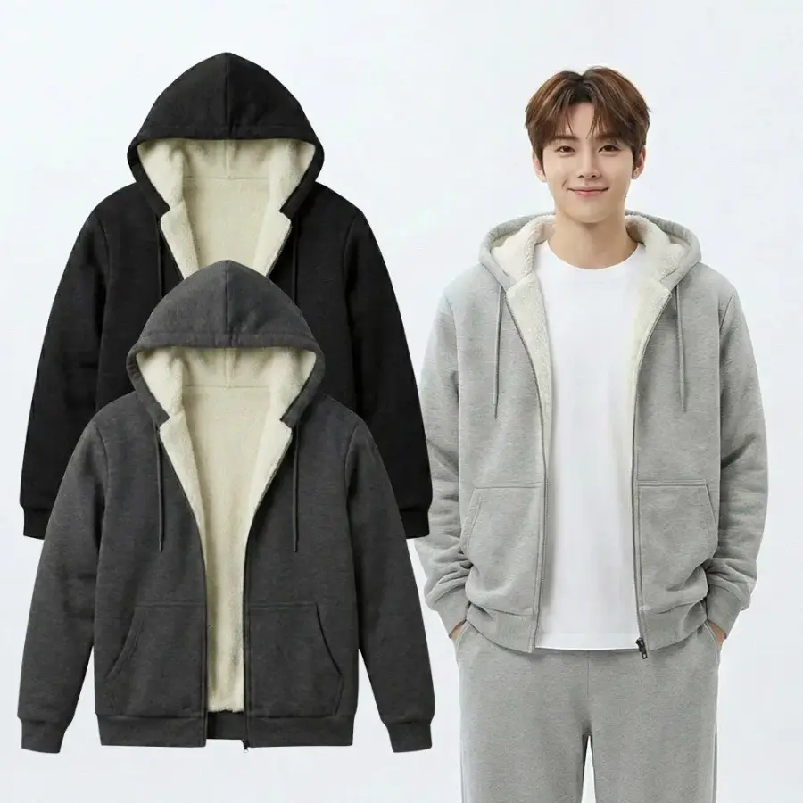 양털 안감 후드집업 겨울 보온 기모 데일리 캐주얼 아우터1223393