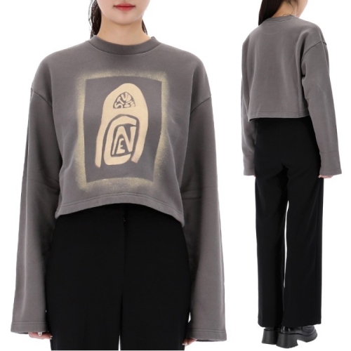  아크네스튜디오 여성 로고 프린트 크롭 오버핏 맨투맨 AI0118 AFH