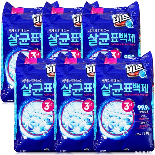 라이온코리아 비트 O2 산소표백제 리필 3kg (6개)