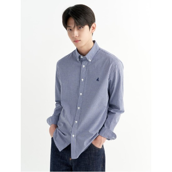 빈폴 SLIM Unisex 옥스포드 스몰 깅엄 체크 셔츠 BC1864O12R_이미지